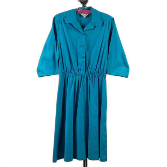 Blair Dresses & Skirts - Vintage Blair cotton poly blue midi dress size M
